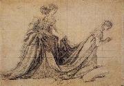 Jacques-Louis  David The Empress Josephine Kneeling with Mme de la Rochefoucauld and Mme de la Valette
